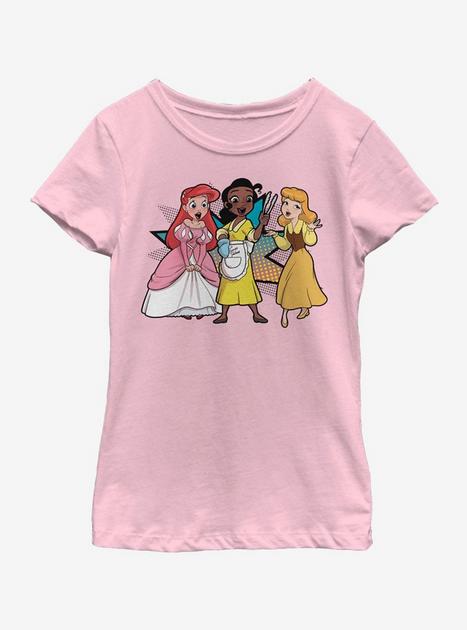 Disney Princesses Comic Princess Trio Youth Girls T-Shirt - PINK