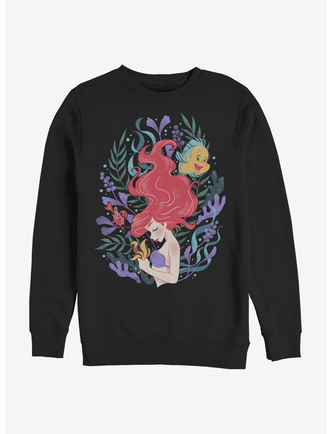 Disney The Little Mermaid Ariel Illustration Sweatshirt, BLACK, hi-res
