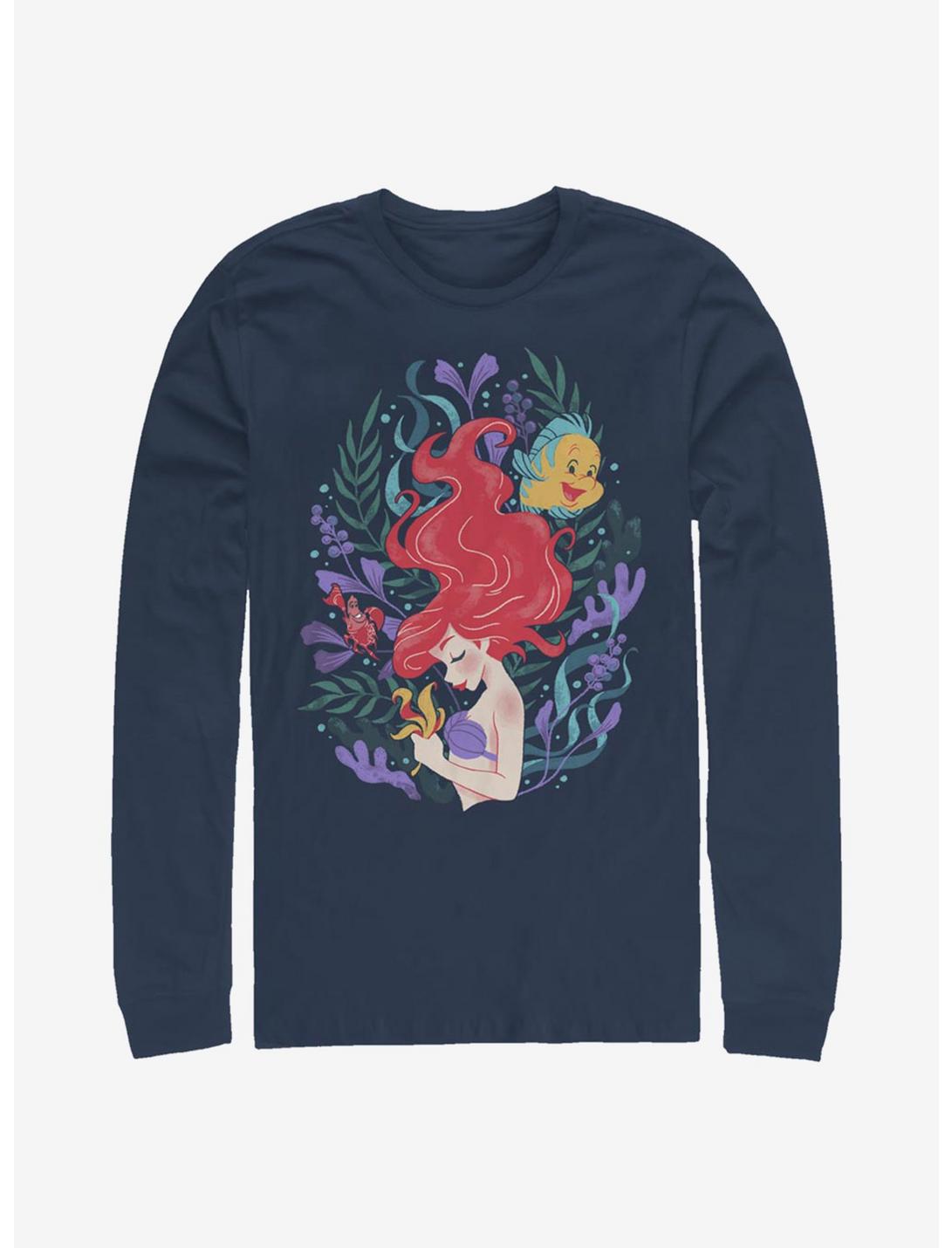 Disney The Little Mermaid Ariel Illustration Long-Sleeve T-Shirt, NAVY, hi-res