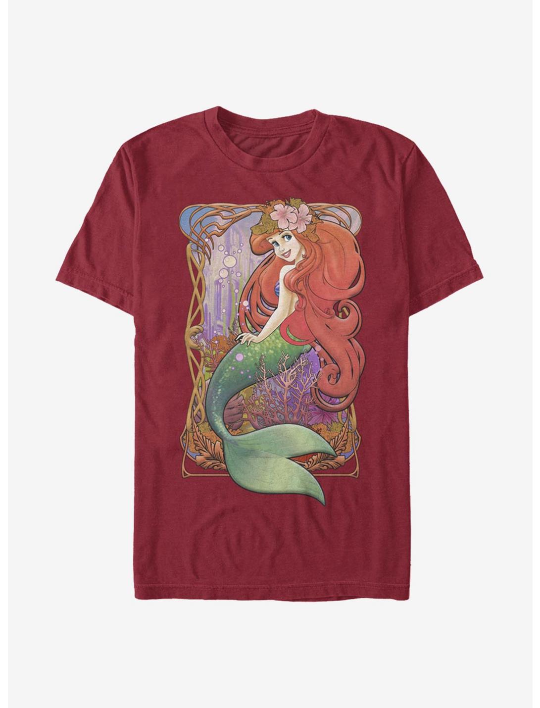 Disney The Little Mermaid Art Nouveau Ariel T-Shirt, CARDINAL, hi-res