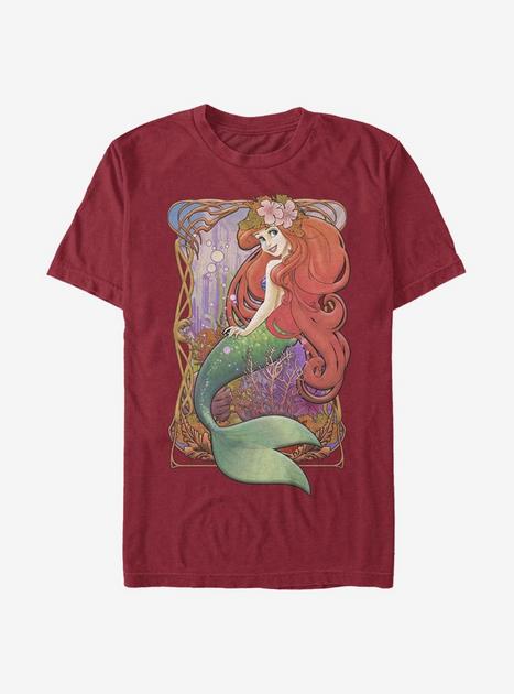 Disney The Little Mermaid Art Nouveau Ariel T-Shirt - RED | BoxLunch