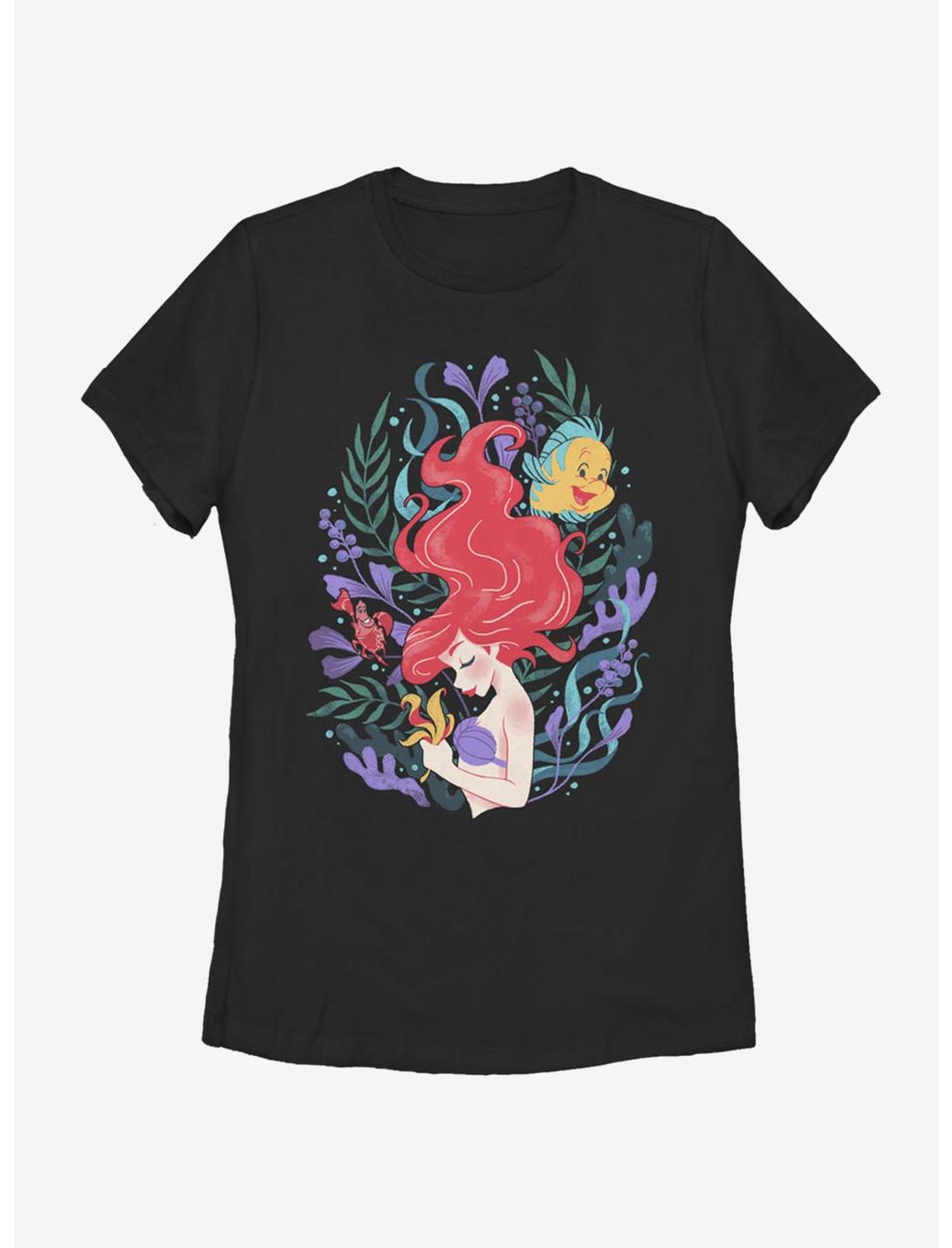 Disney The Little Mermaid Ariel Illustration Womens T-Shirt, BLACK, hi-res