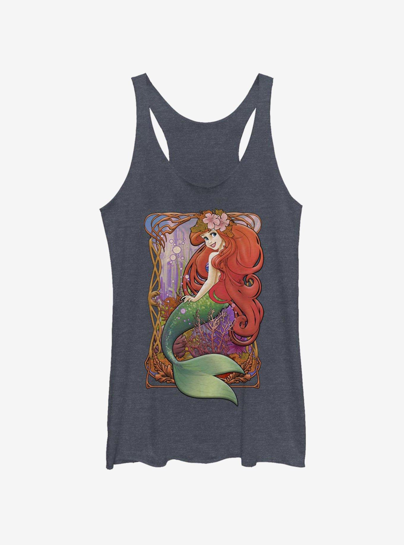 Disney The Little Mermaid Art Nouveau Ariel Womens Tank Top, NAVY HTR, hi-res