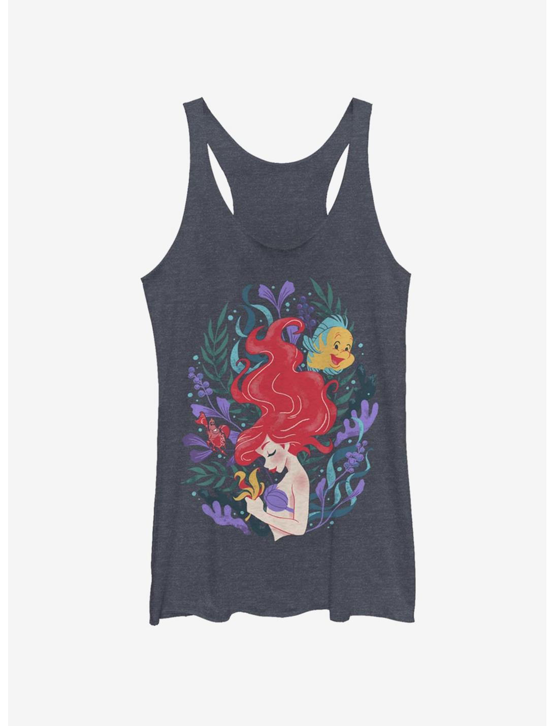 Disney The Little Mermaid Ariel Illustration Womens Tank Top, NAVY HTR, hi-res