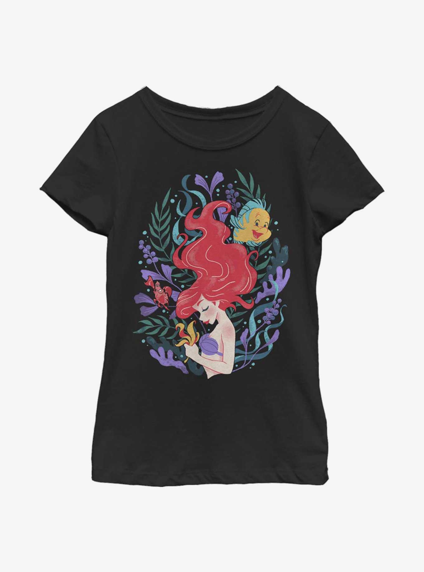 Disney The Little Mermaid Ariel Illustration Youth Girls T-Shirt, , hi-res