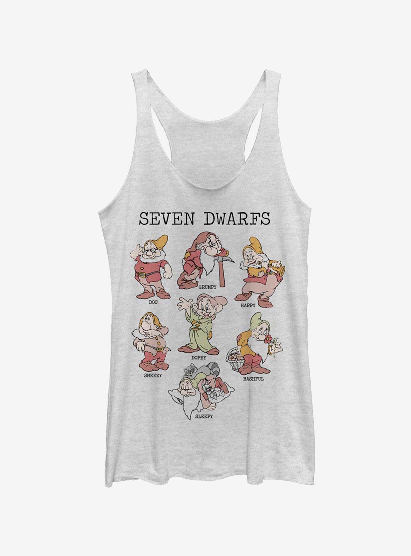 Disney Snow White And The Seven Dwarfs Dwarf Grid Womens Tank Top, WHITE HTR, hi-res