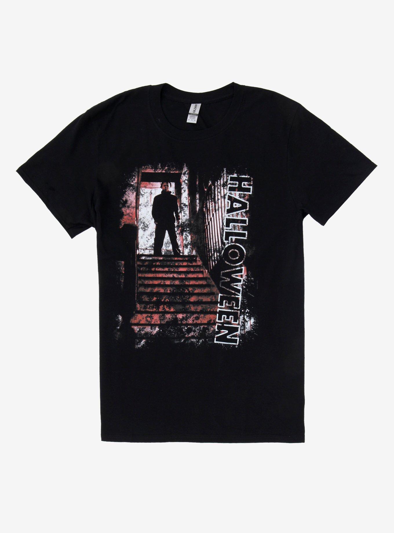 Halloween Michael Myers Stairs Girls T-Shirt, RED, hi-res