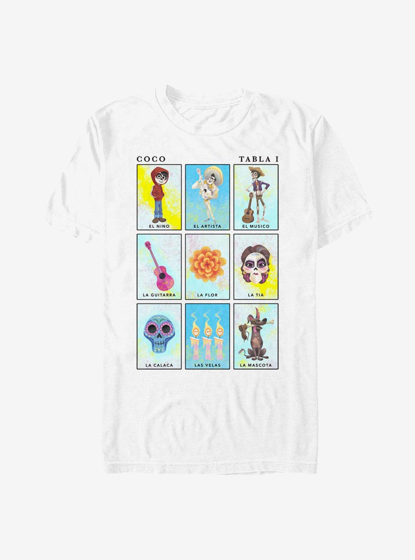 Disney Pixar Coco Mexican Lottery Cards T-Shirt - WHITE | BoxLunch