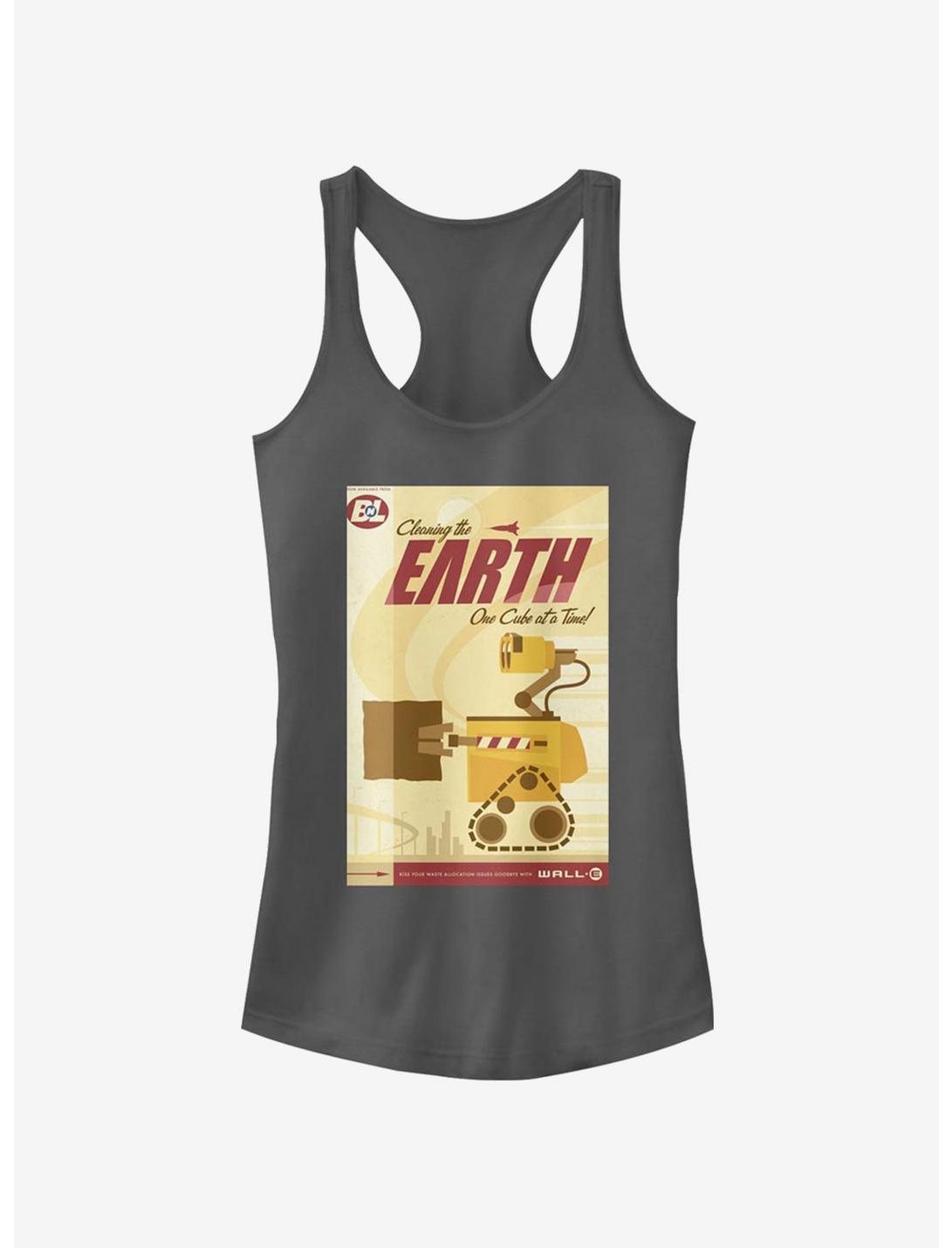 Disney Pixar Wall-E Cleaning The Earth Poster Girls Tank, CHARCOAL, hi-res