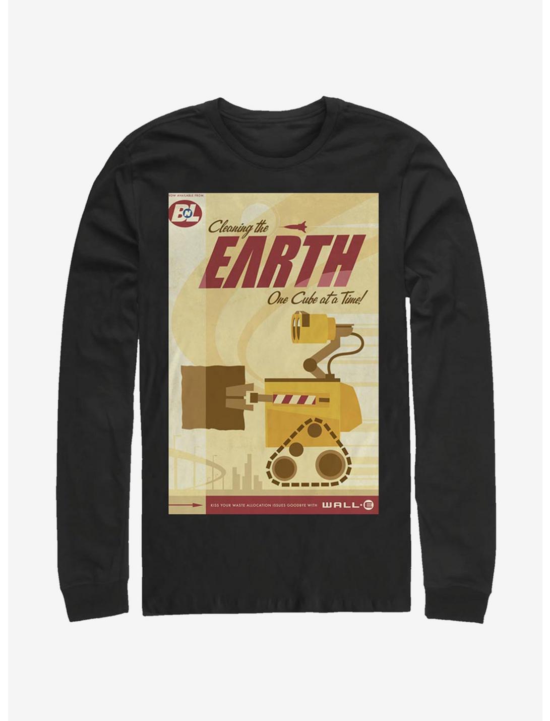 Disney Pixar Wall-E Cleaning The Earth Poster Long-Sleeve T-Shirt, BLACK, hi-res