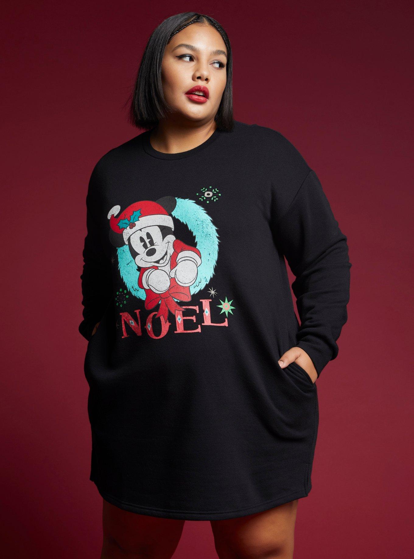 Disney Mickey Mouse Holiday Noel Sweatshirt Dress Plus Size