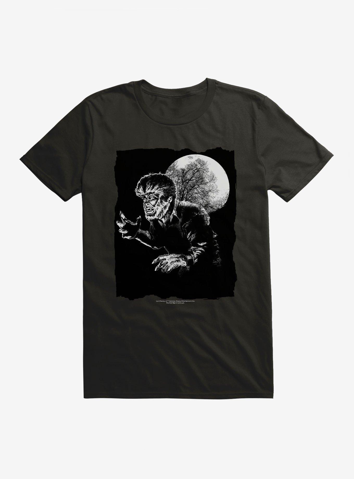 The Wolf Man Moon Pose T-Shirt, BLACK, hi-res