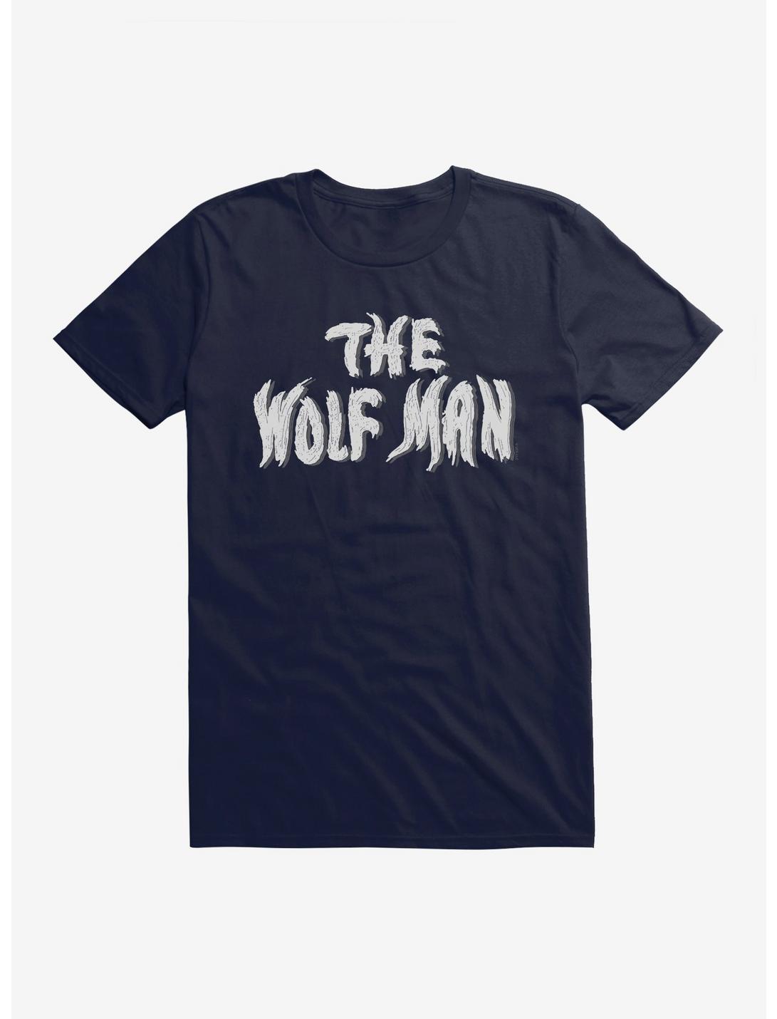 The Wolf Man Spooky Font T-Shirt, NAVY, hi-res