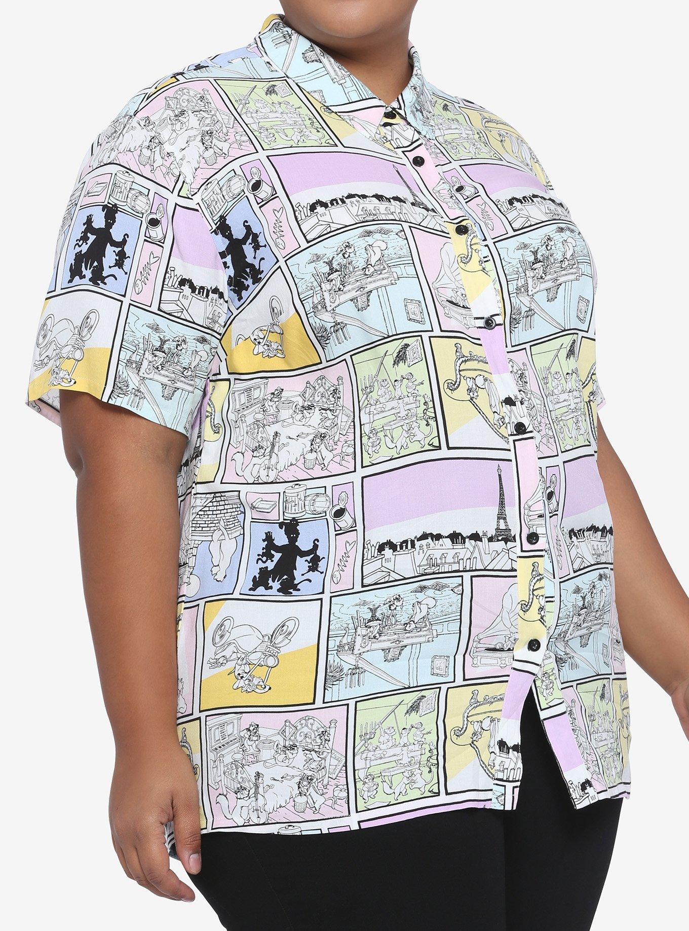 Disney The Aristocats Comic Book Panel Woven Button-Up Plus Size, MULTI, hi-res