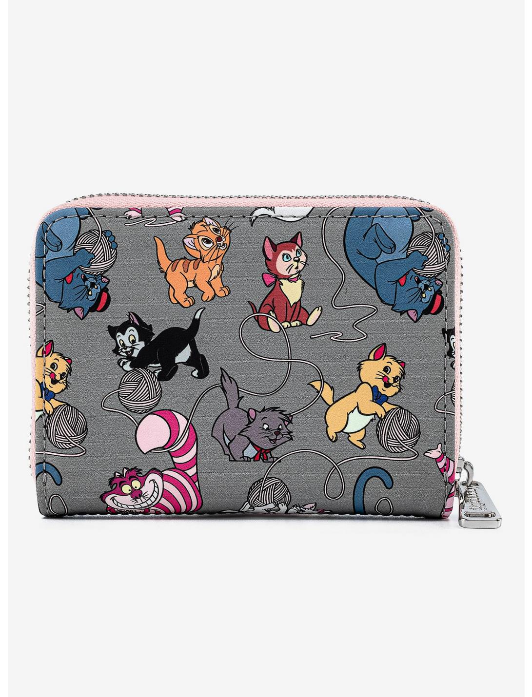 Loungefly Disney Cats Yarn Allover Print Small Zip Wallet, , hi-res