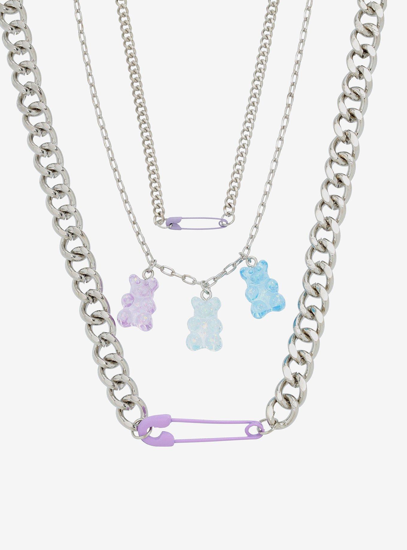 Candy Bear Safety Pin Chain Necklace Set, , hi-res