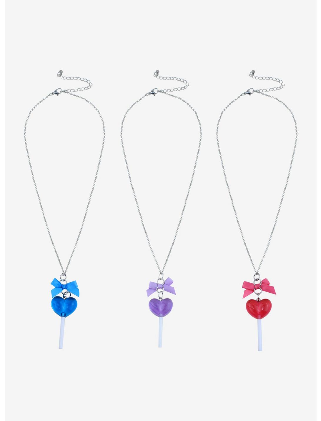 Heart Lollipop Bow Best Friend Necklace Set, , hi-res