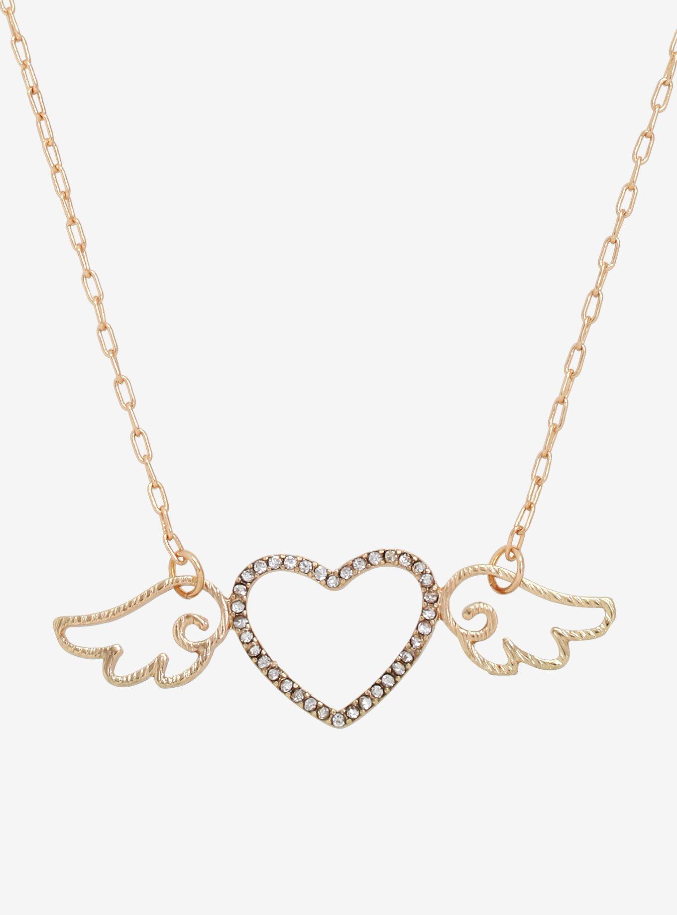 Heart CZ Wings Necklace | Hot Topic