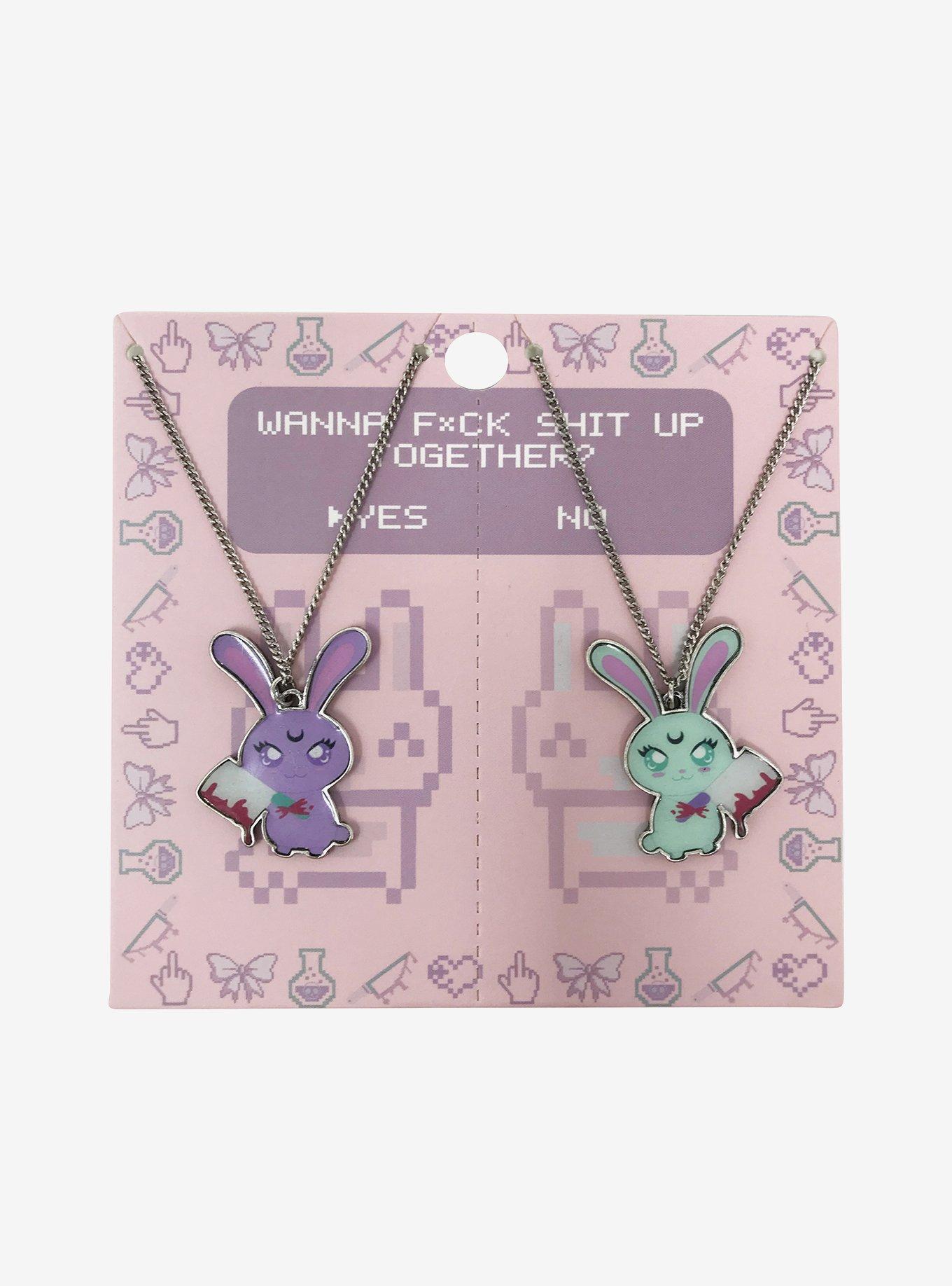 Bunnies With Knives Best Friend Necklace Set