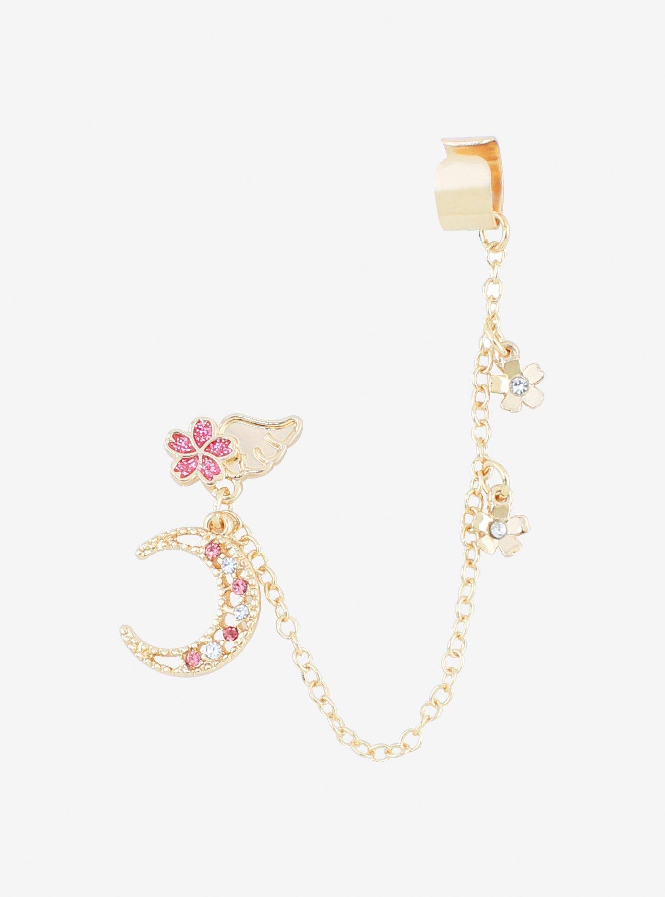 Cherry Blossom Moon Left Ear Cuff, , hi-res