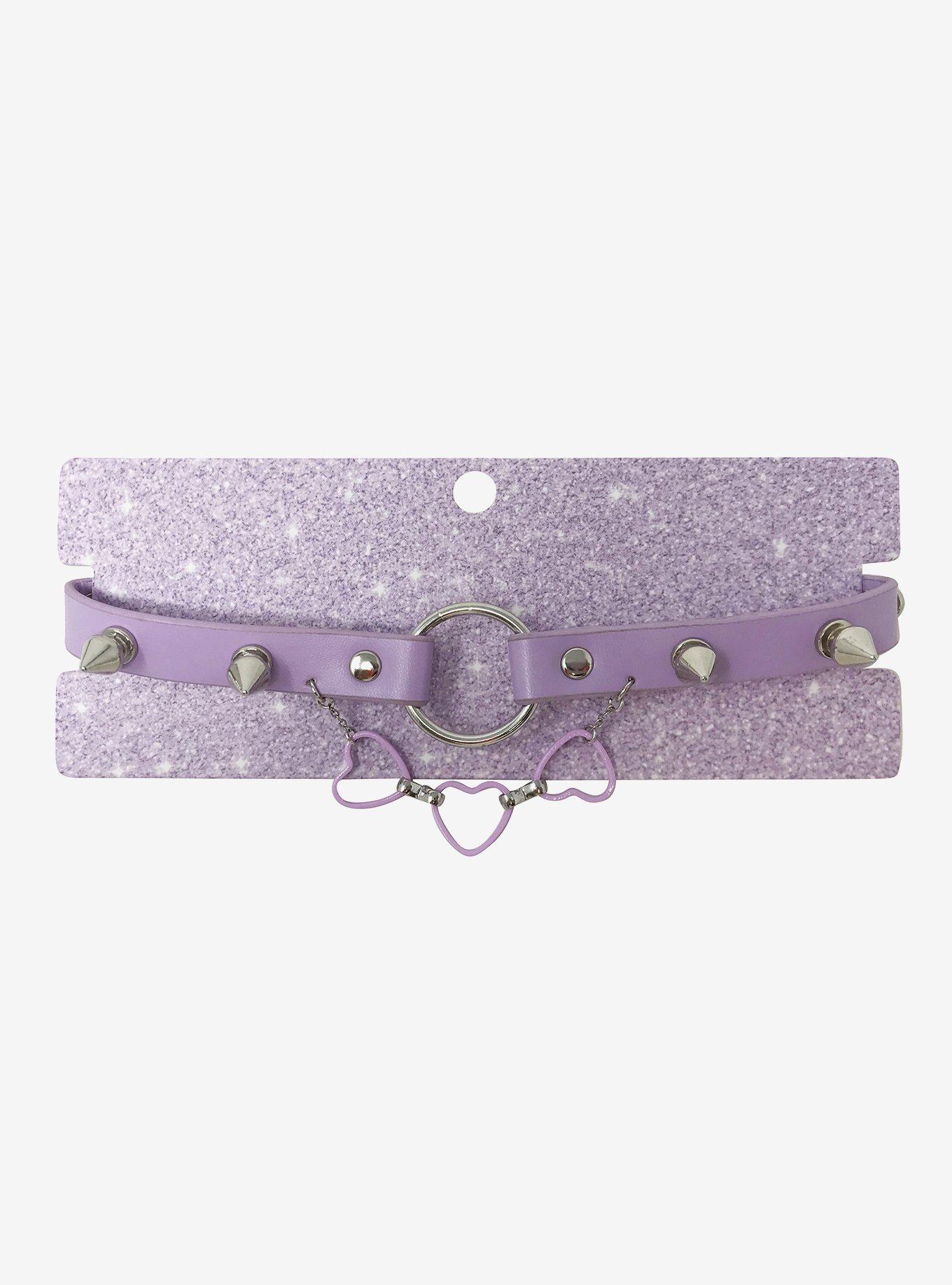 Lavender Heart Spike Choker, , hi-res