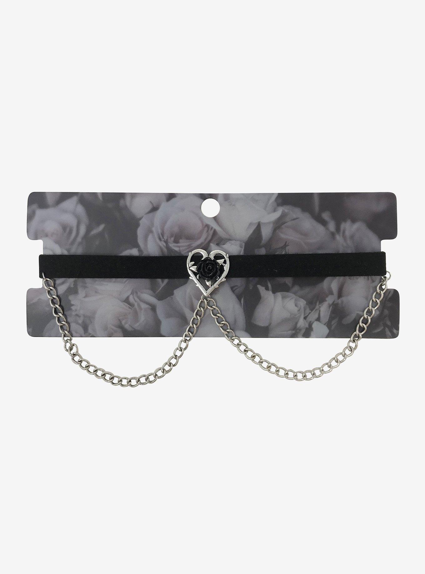 Barbed Wire Heart Chain Choker, , hi-res