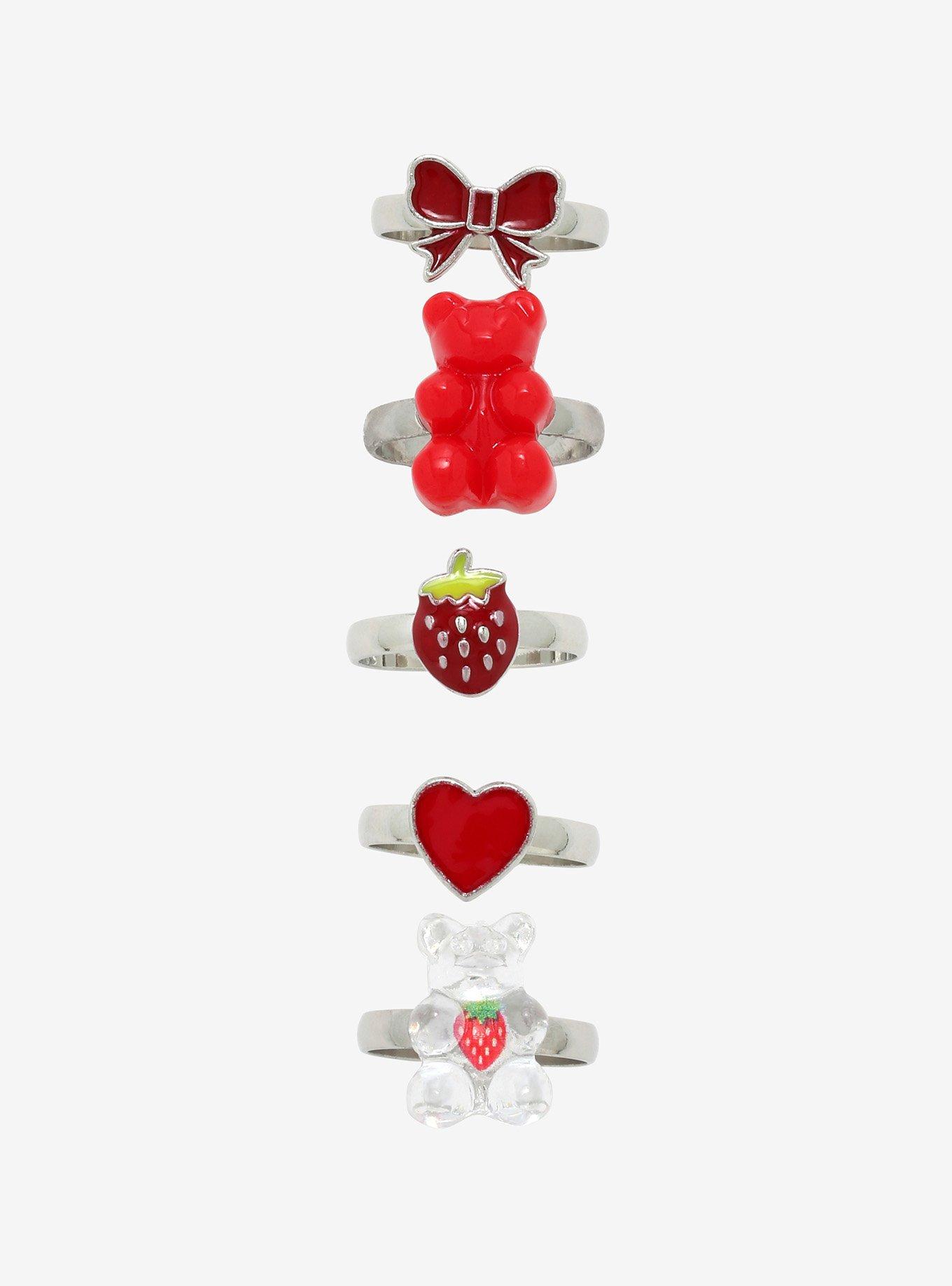 Strawberry Candy Bear Ring Set, , hi-res