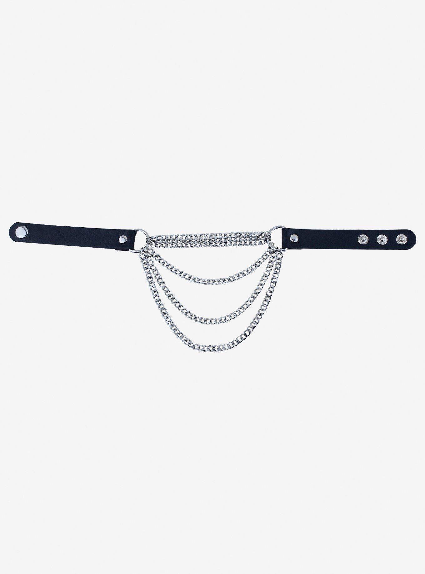 Multi Chain Faux Leather Choker, , hi-res