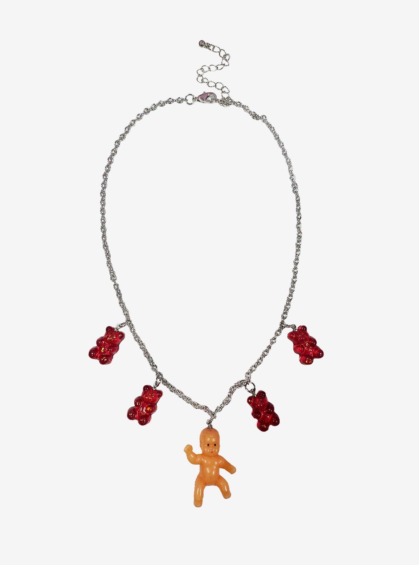 Baby Doll Red Candy Bear Necklace, , hi-res