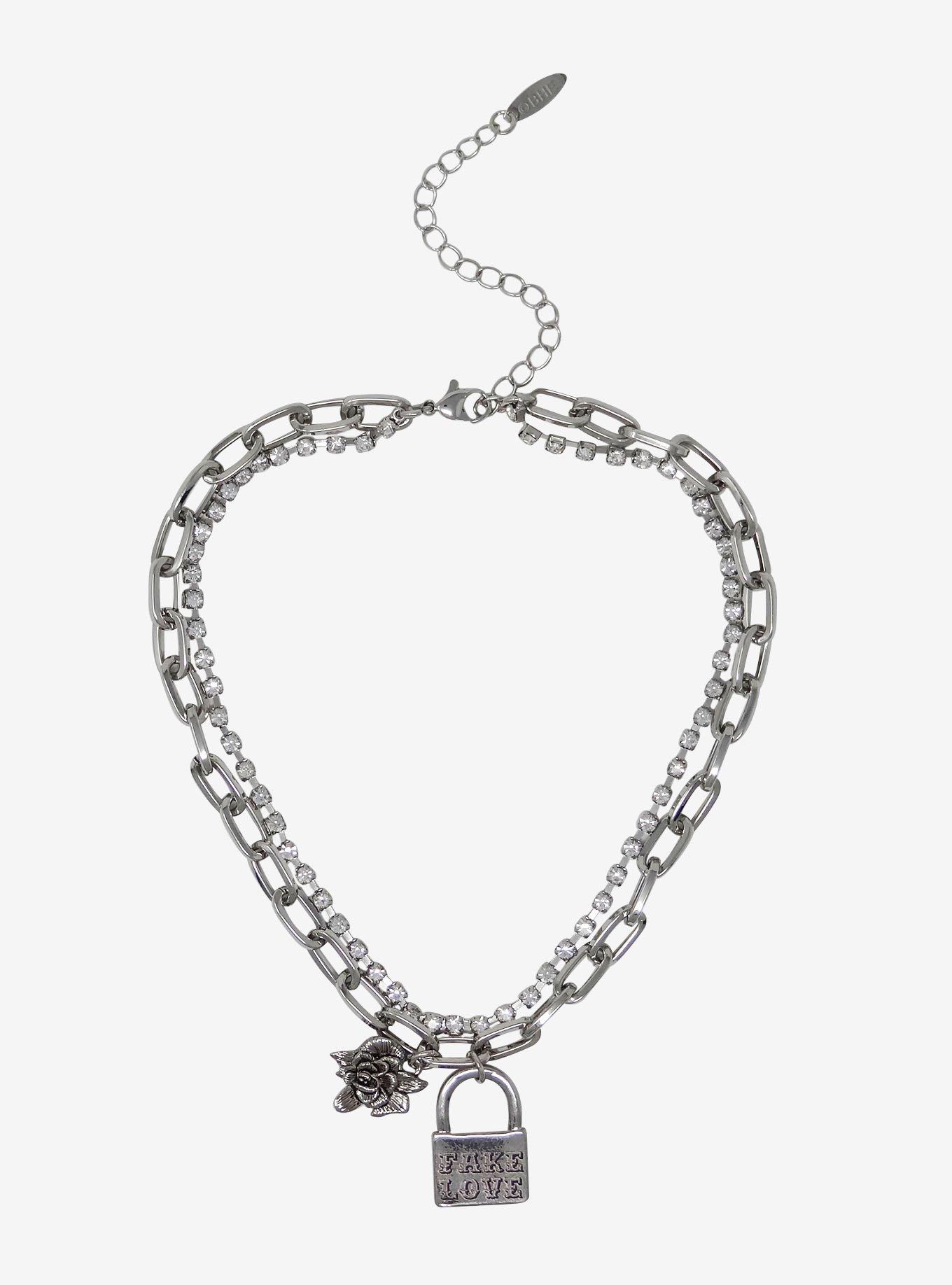 BTS Fake Love Padlock Chain Necklace, , hi-res