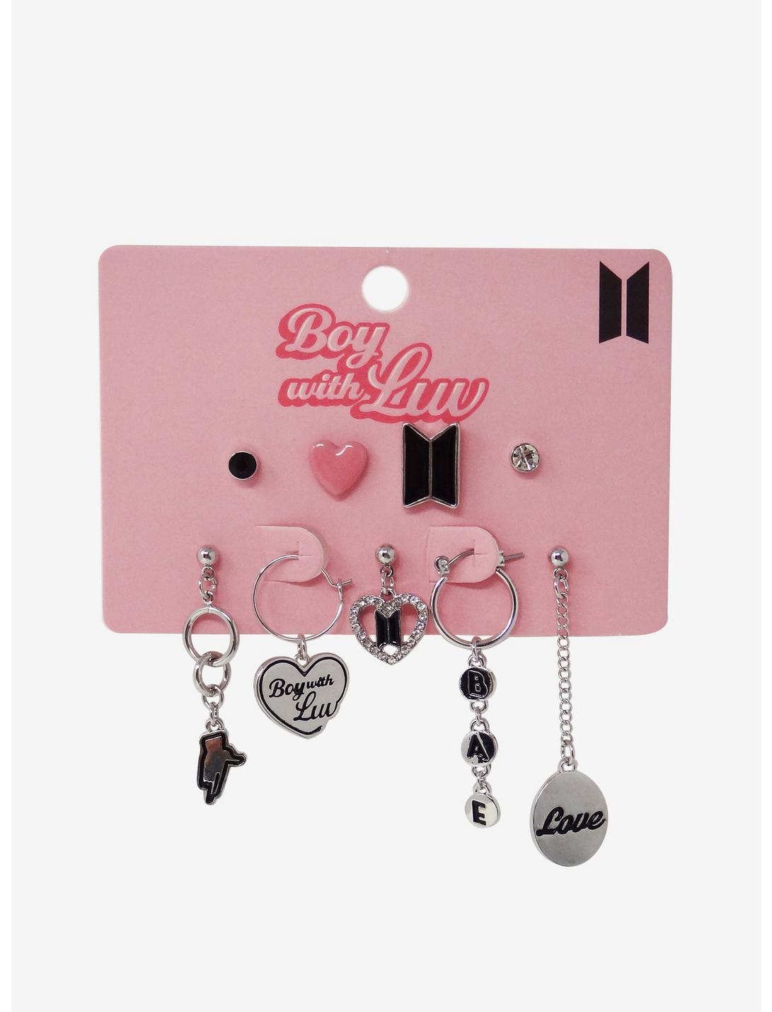 BTS Boy With Luv Mismatched Earring Set, , hi-res