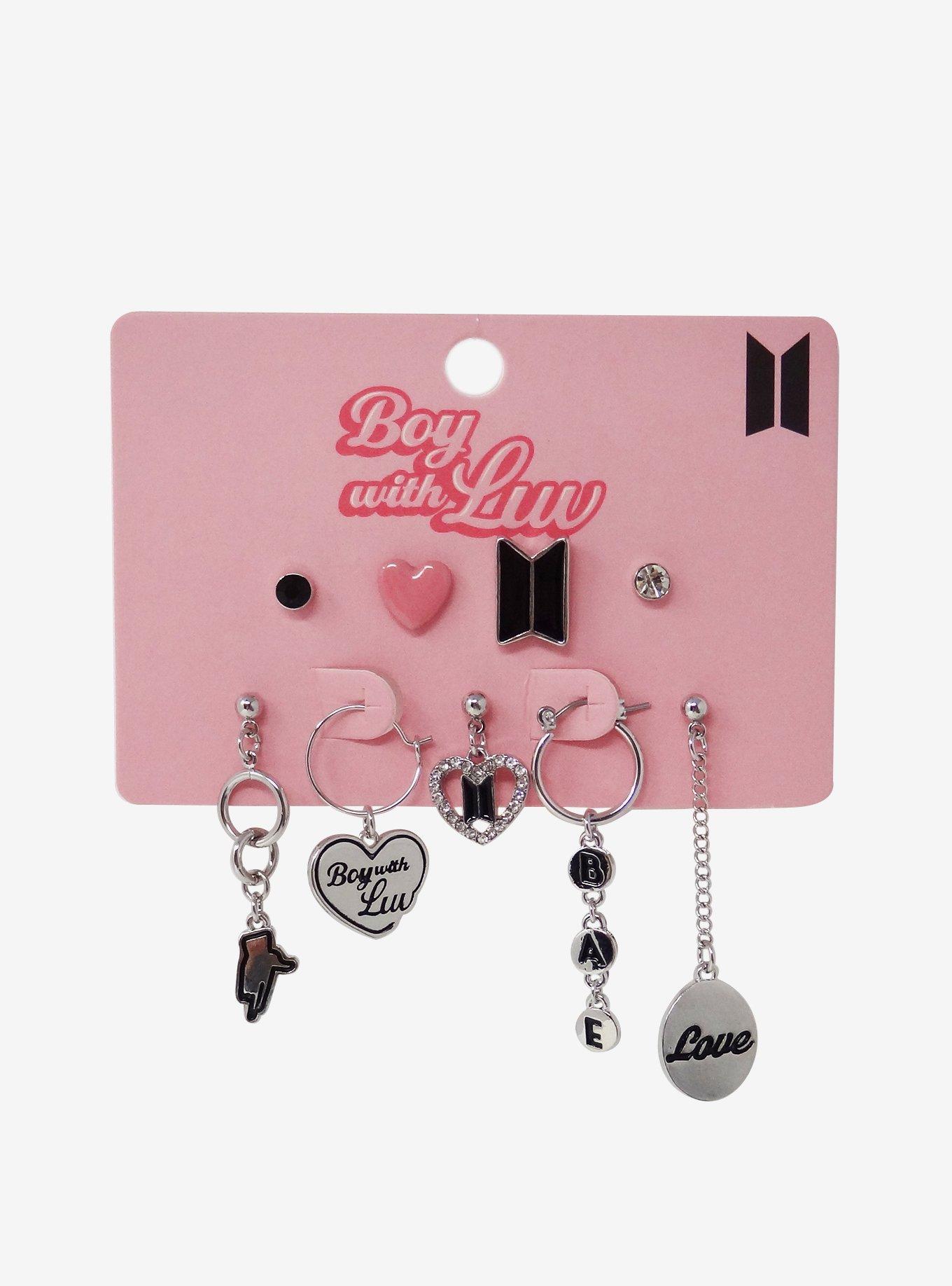 BTS Boy With Luv Mismatched Earring Set, , hi-res