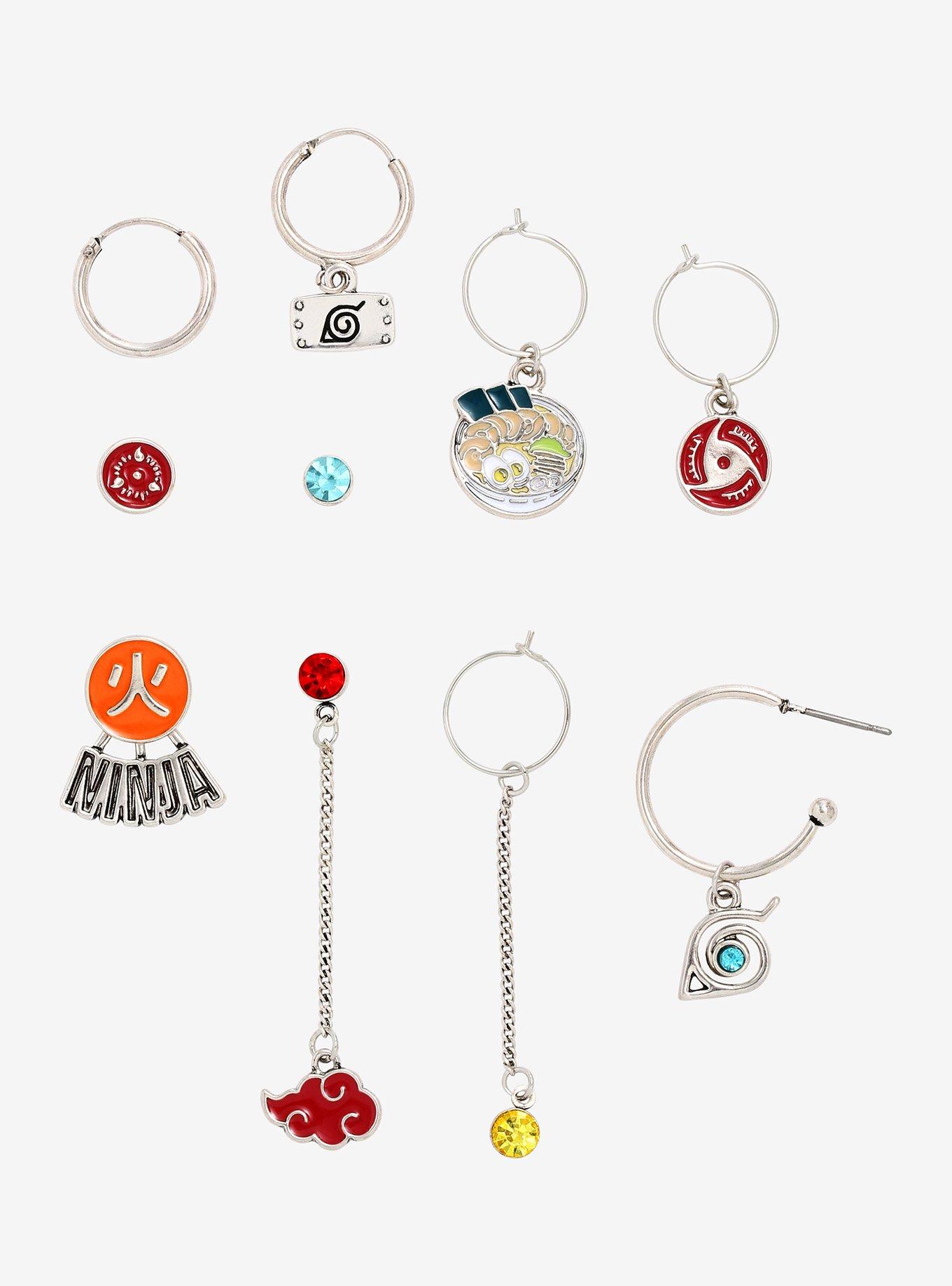Naruto Shippuden Mismatch Hoop & Stud Earring Set, , hi-res