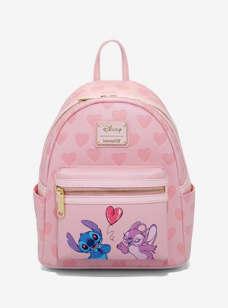 angel mini backpack Wondapop Disney Stitch and Hug It Out 11" Vegan Leather Fashion quality fabric straps Loungefly Disney Lilo & Stitch