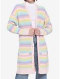 Pastel Rainbow Stripe Girls Cardigan, STRIPE - MULTI, hi-res