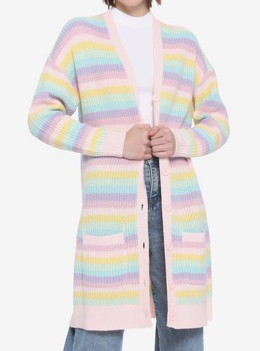 Pastel Rainbow Stripe Girls Cardigan | Hot Topic