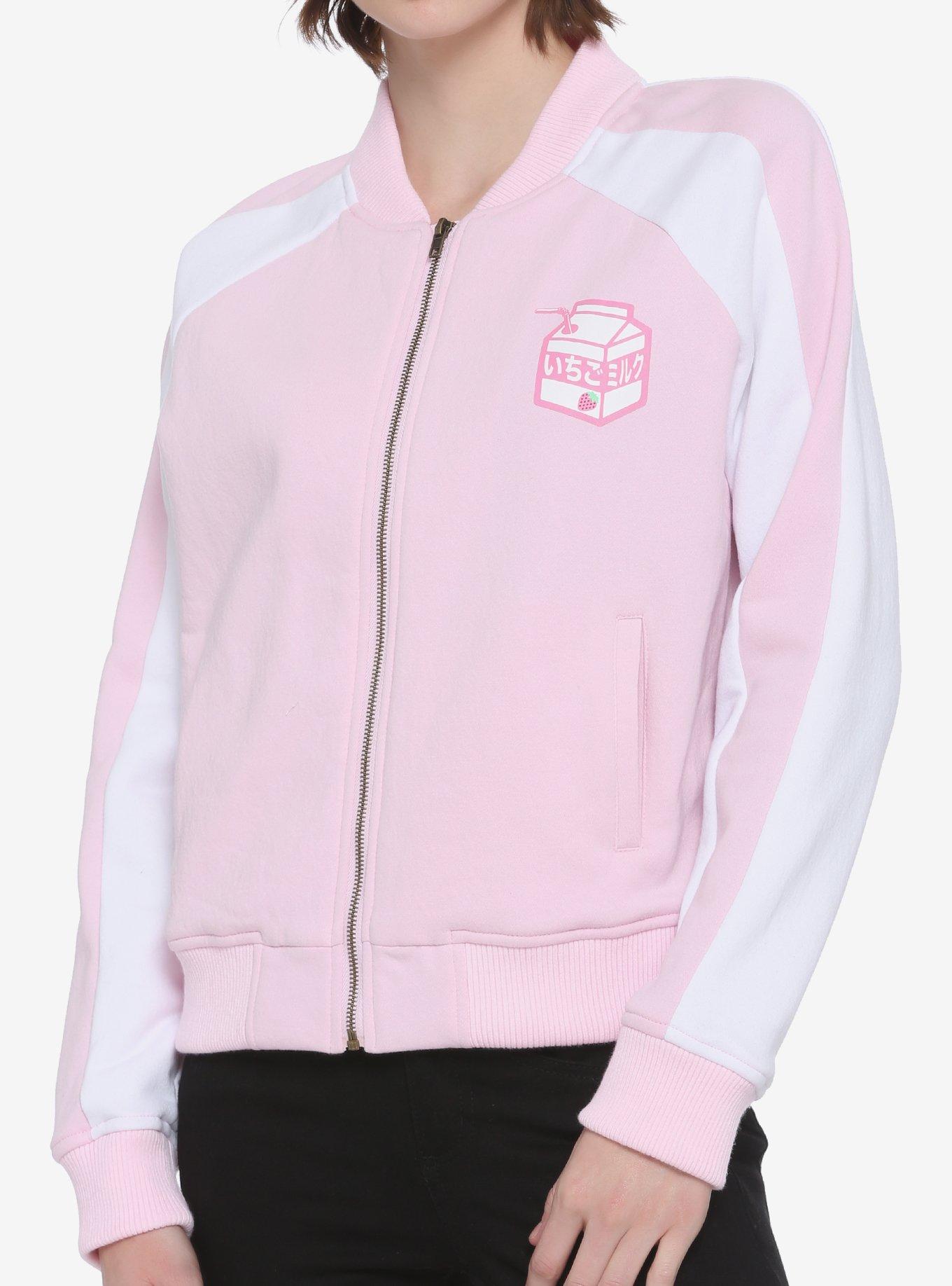 Strawberry Milk Girls Bomber Jacket, PINK, hi-res