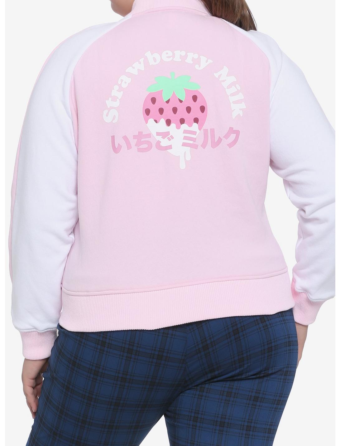 Strawberry Milk Girls Bomber Jacket Plus Size, PINK, hi-res
