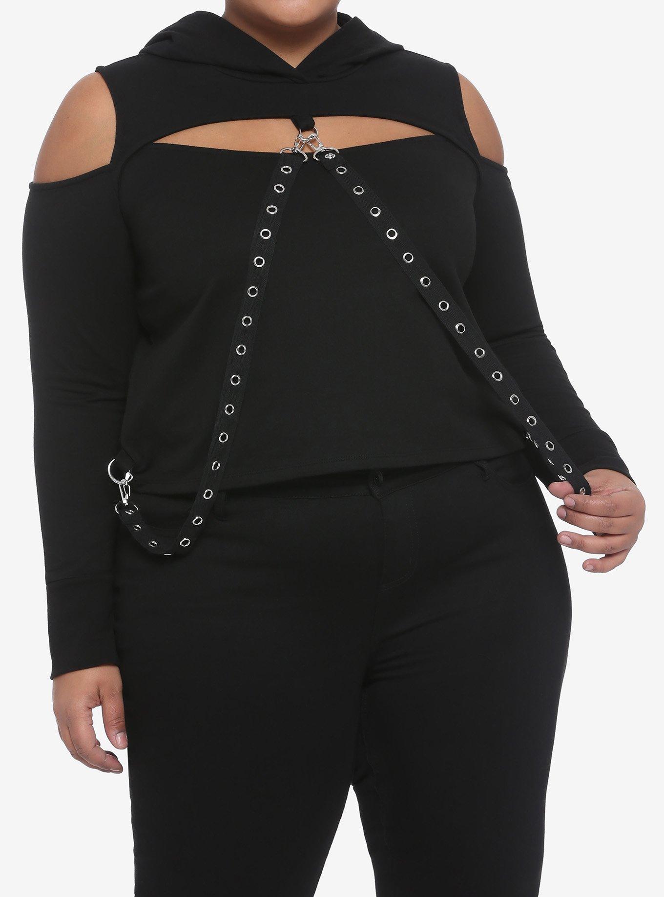 Cold shoulder hoodie outlet plus size