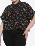 Rainbow Butterfly Girls Crop Woven Button-Up Plus Size, MULTI, hi-res