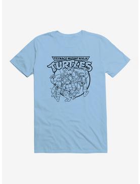 Teenage Mutant Ninja Turtles Group Fight Pose Outline T-Shirt, LIGHT BLUE, hi-res