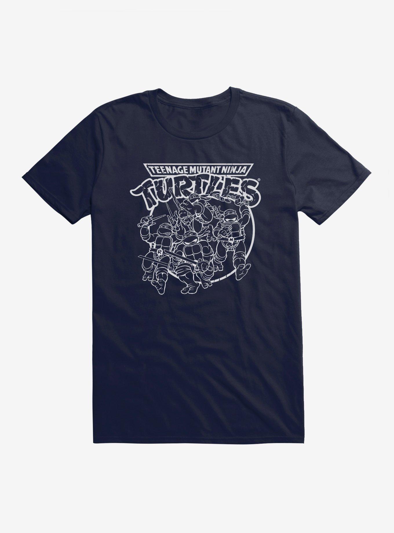 Teenage Mutant Ninja Turtles Group Fight Pose Outline T-Shirt, , hi-res