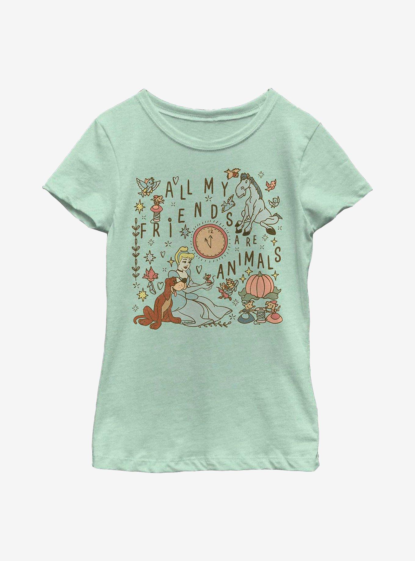 Disney Cinderella My Friends Are Animals Youth Girls T-Shirt, MINT, hi-res