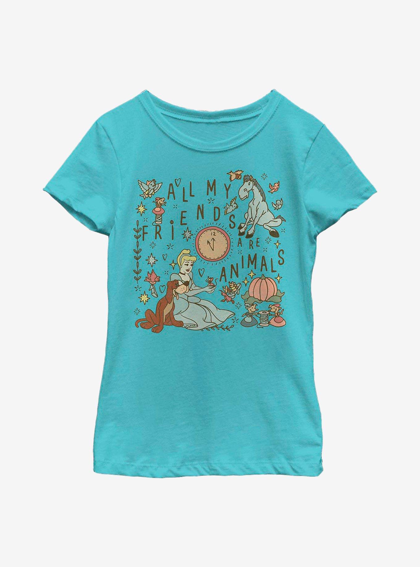 Disney Cinderella My Friends Are Animals Youth Girls T-Shirt, TAHI BLUE, hi-res