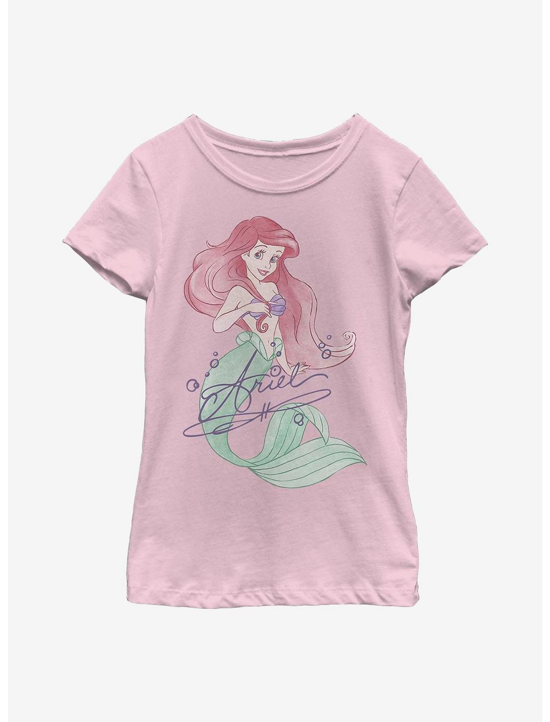 Disney The Little Mermaid Signed Ariel Youth Girls T-Shirt, PINK, hi-res
