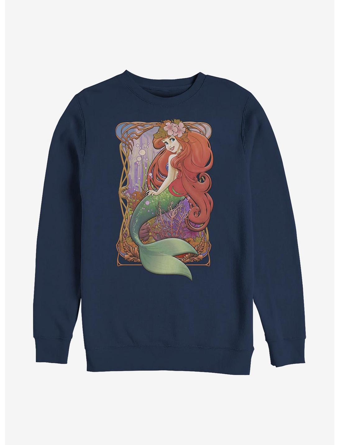 Plus Size Disney The Little Mermaid Art Nouveau Ariel Sweatshirt, NAVY, hi-res