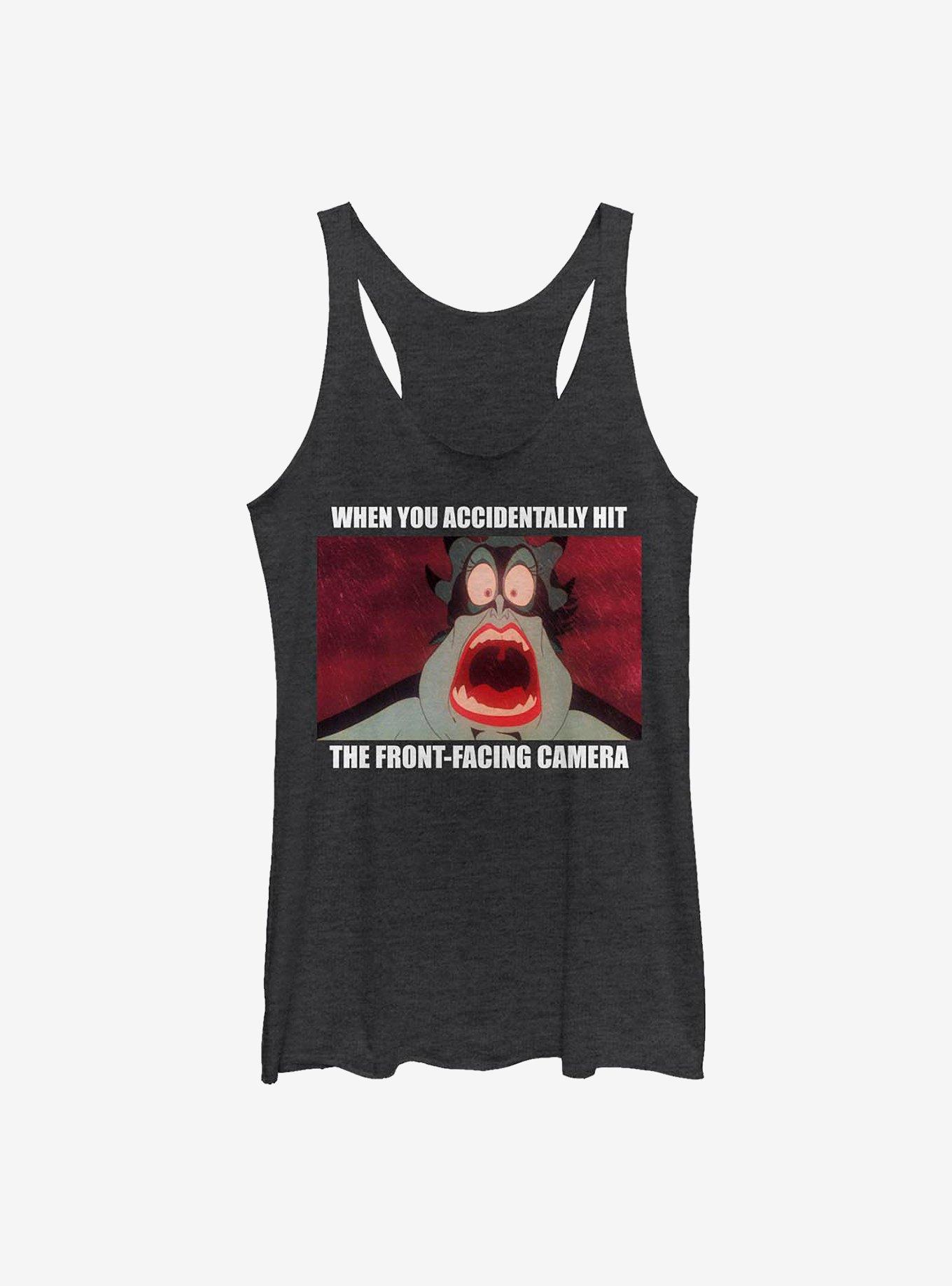 Disney The Little Mermaid Ursula Camera Meme Womens Tank Top, BLK HTR, hi-res