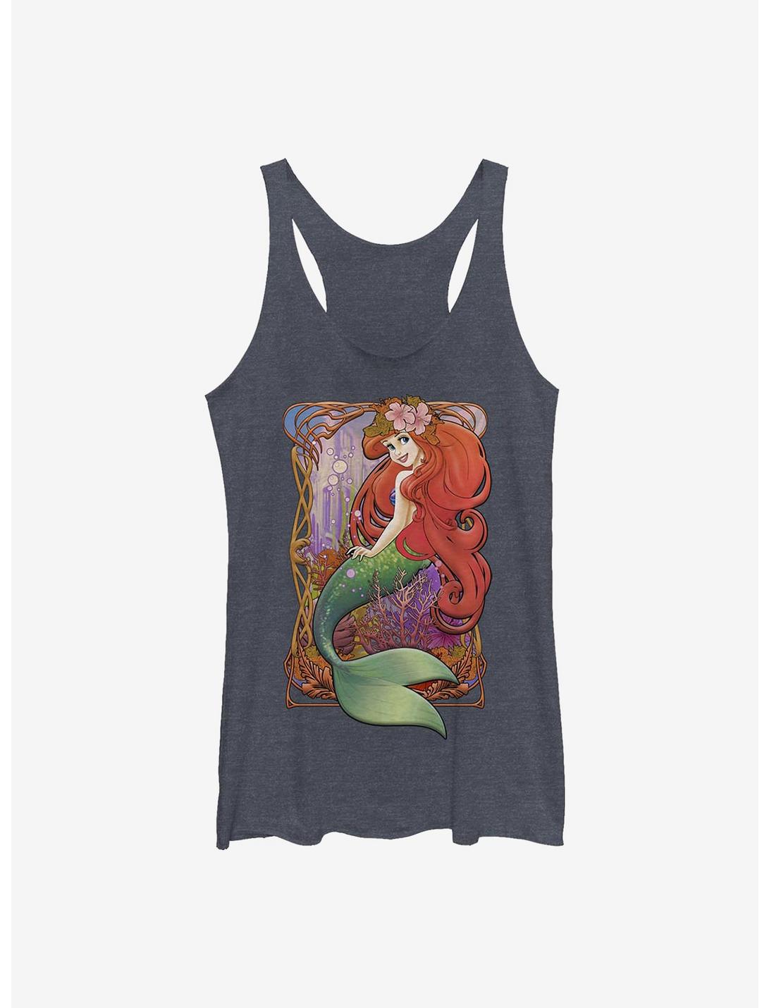 Disney The Little Mermaid Art Nouveau Ariel Womens Tank Top, NAVY HTR, hi-res