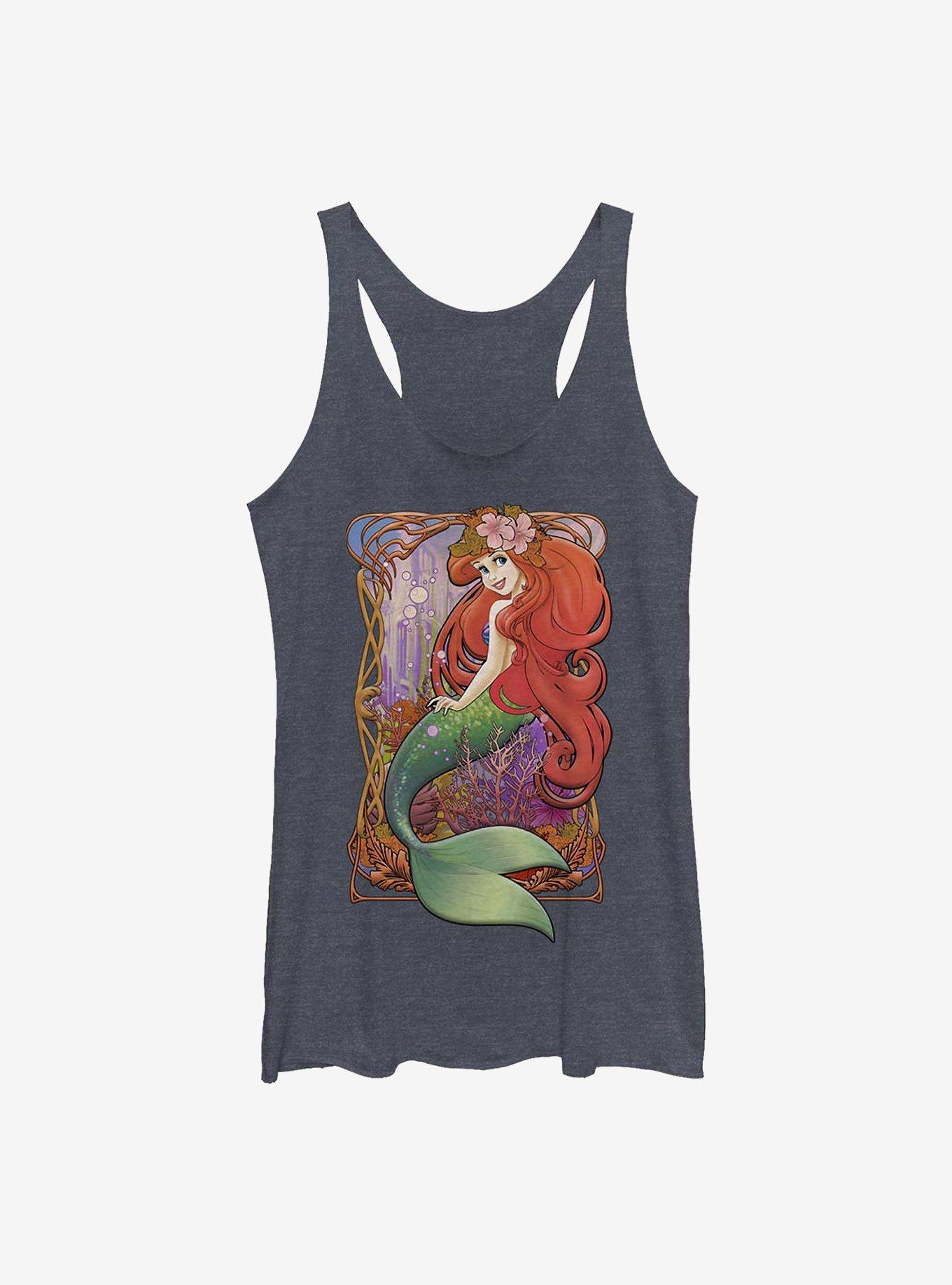 Disney The Little Mermaid Art Nouveau Ariel Womens Tank Top, NAVY HTR, hi-res