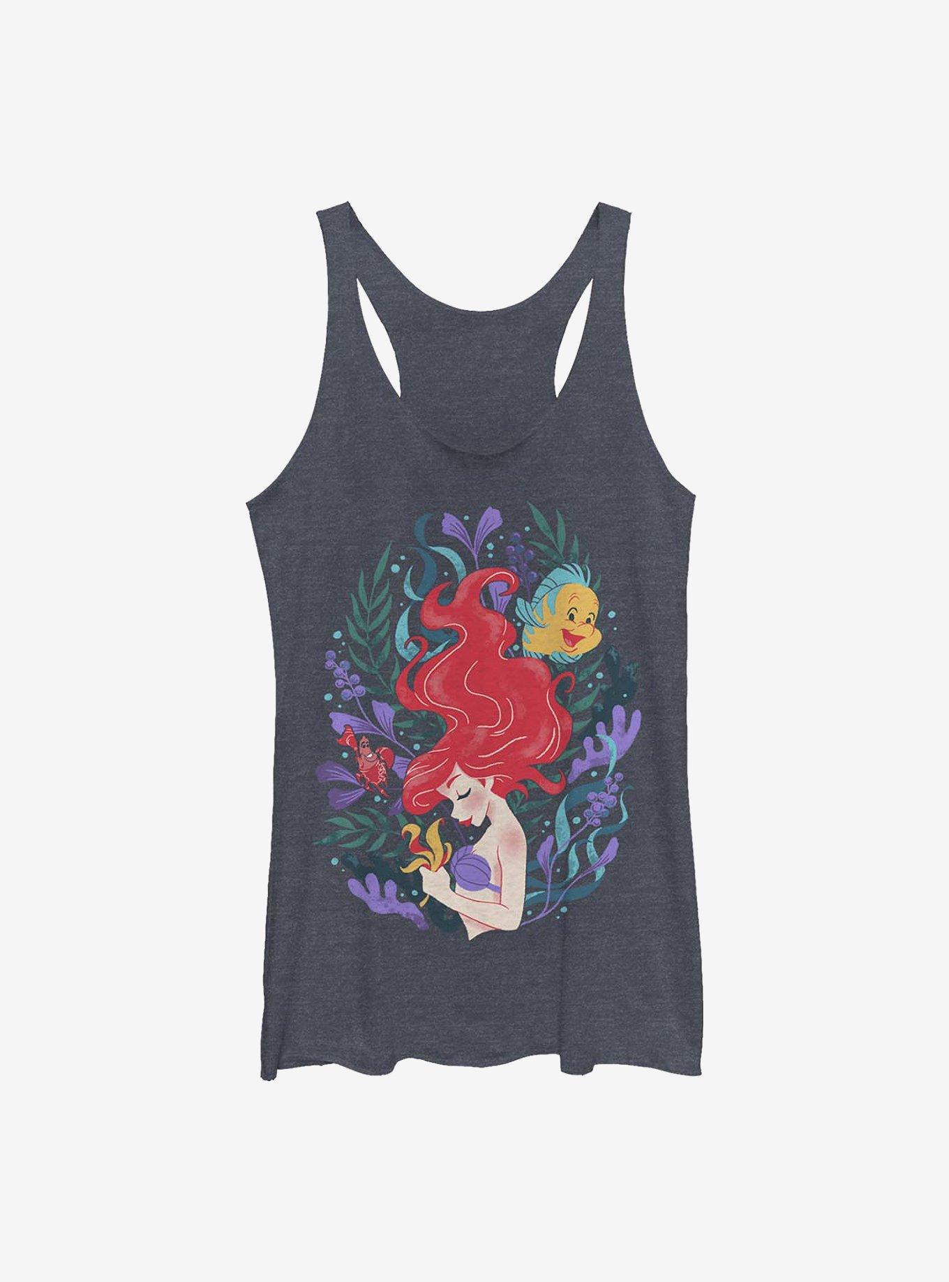 Disney The Little Mermaid Ariel Illustration Womens Tank Top, NAVY HTR, hi-res